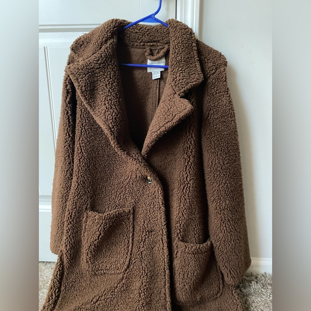 Sabrina Lauren long teddy coat in chocolate brown